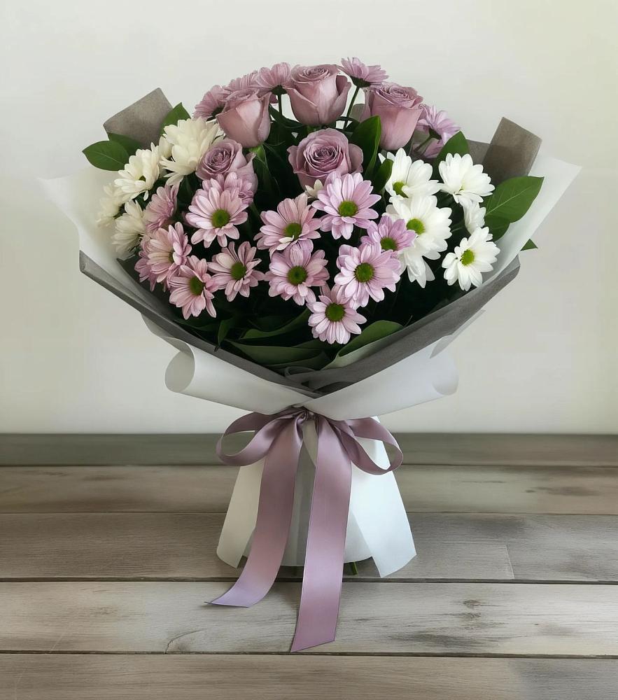 Букет цветов из: Хризантемы и Розы в Калиновском