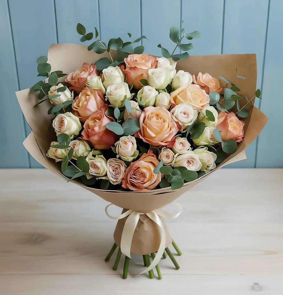 Букет цветов из: Альстромерии и Розы в Калиновском