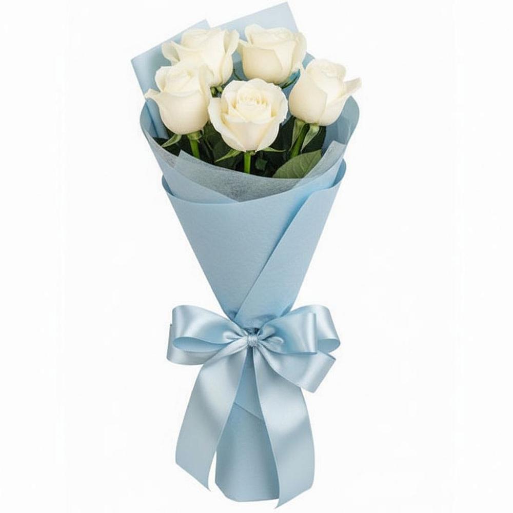 Букет 5 Белых роз Проуд в Калиновском