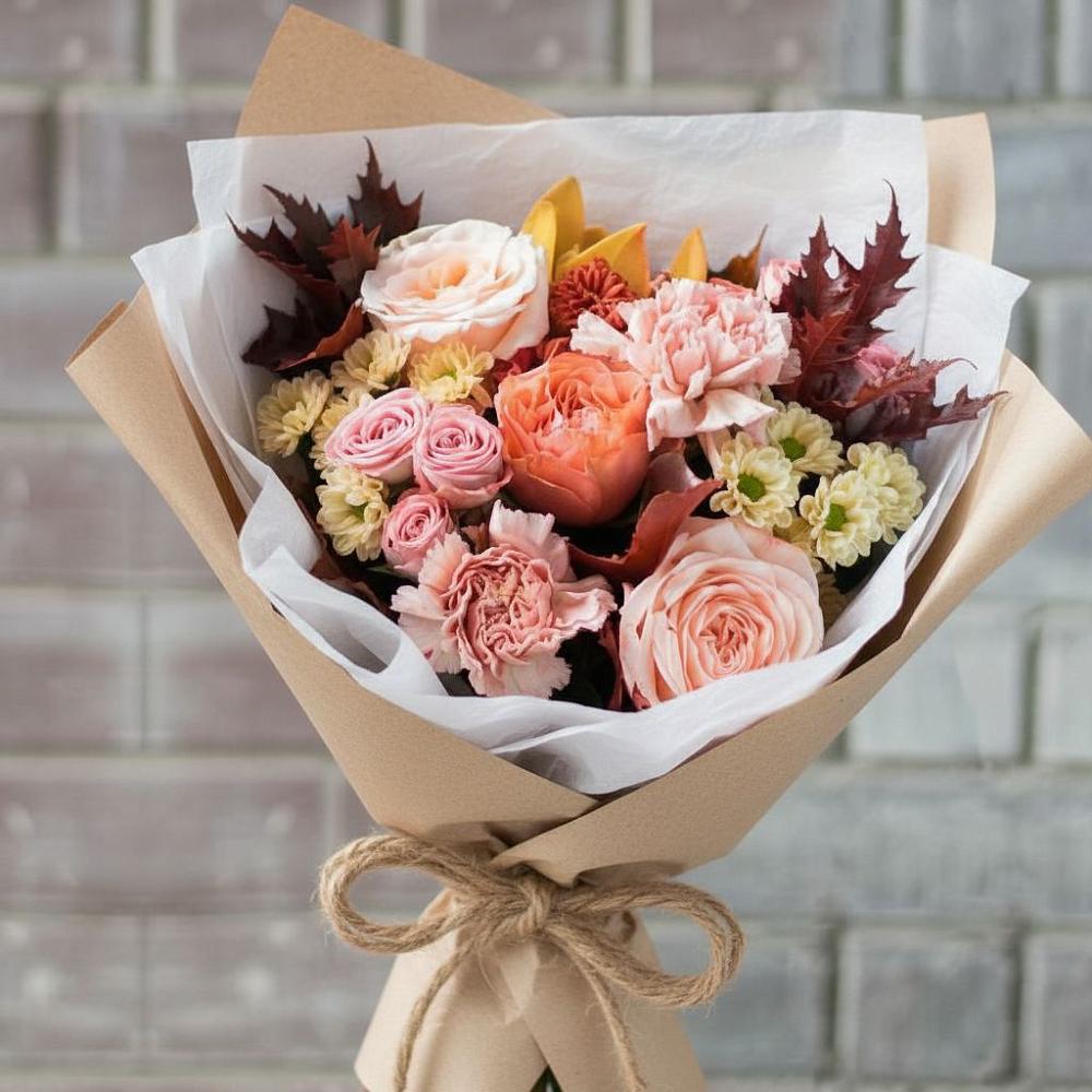 Букет цветов из: Гвоздики, Хризантемы и Розы в Калиновском