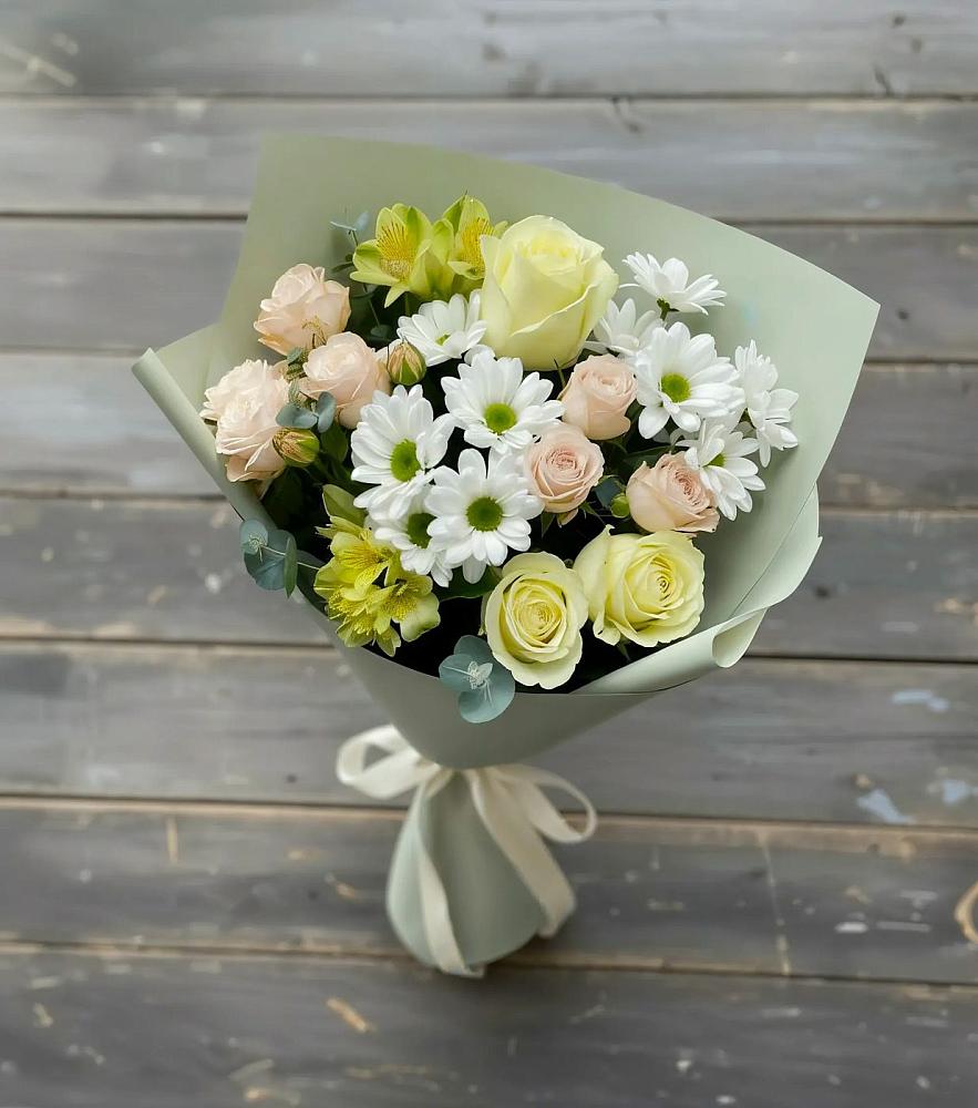 Букет цветов из: Альстромерии, Розы и Хризантемы в Калиновском