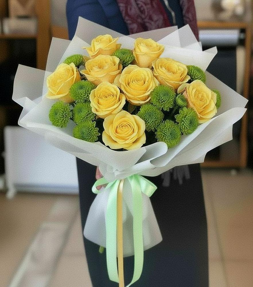 Букет цветов из: Хризантемы и Розы в Калиновском