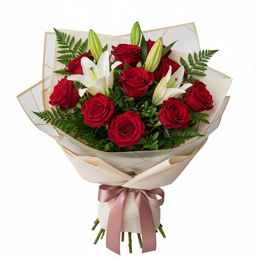 Букет цветов из: Лилии и Розы в Калиновском