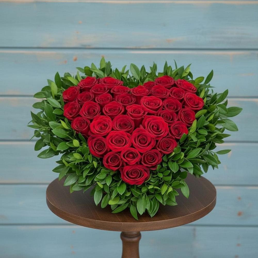 Цветочная композиция из Розы в виде сердца в Калиновском