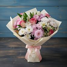 Букет цветов из:  Хризантемы, Альстромерии и Розы #REPLACE_PRED# Калиновском