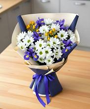 Букет цветов из:  Розы, Ирисы и Хризантемы в Калиновском
