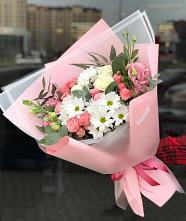 Букет цветов из:  Розы, Лизиантусы и Хризантемы в Калиновском