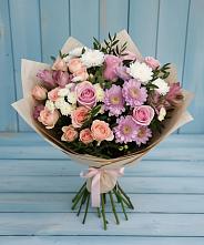 Букет цветов из:  Хризантемы, Розы и Альстромерии в Калиновском