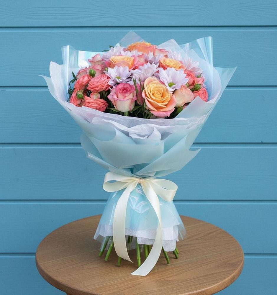 Букет цветов из: Хризантемы и Розы в Калиновском