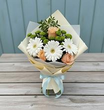 Букет цветов из:  Герберы, Розы и Хризантемы в Калиновском