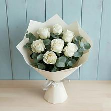 Букет Белые розы в Эвкалипте в Калиновском