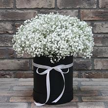 Цветочная композиция из Гипсофила в шляпной коробке в Калиновском