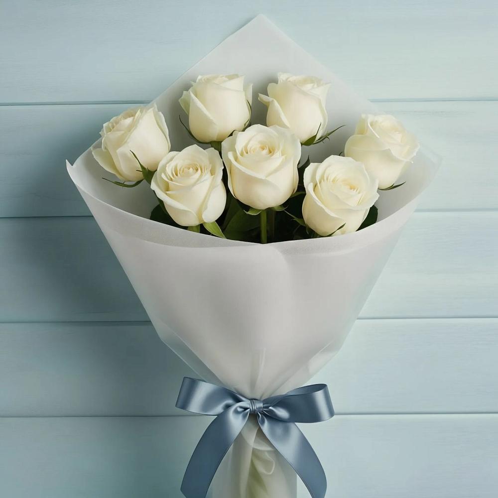 Букет 7 Белых роз Эдлесс Лав в Калиновском